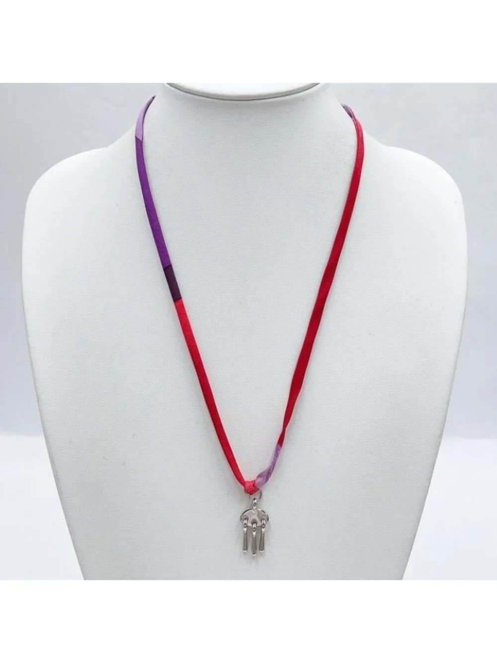 Hermes Necklace Tourbillon Choker Silver Multicolor Metal Silk